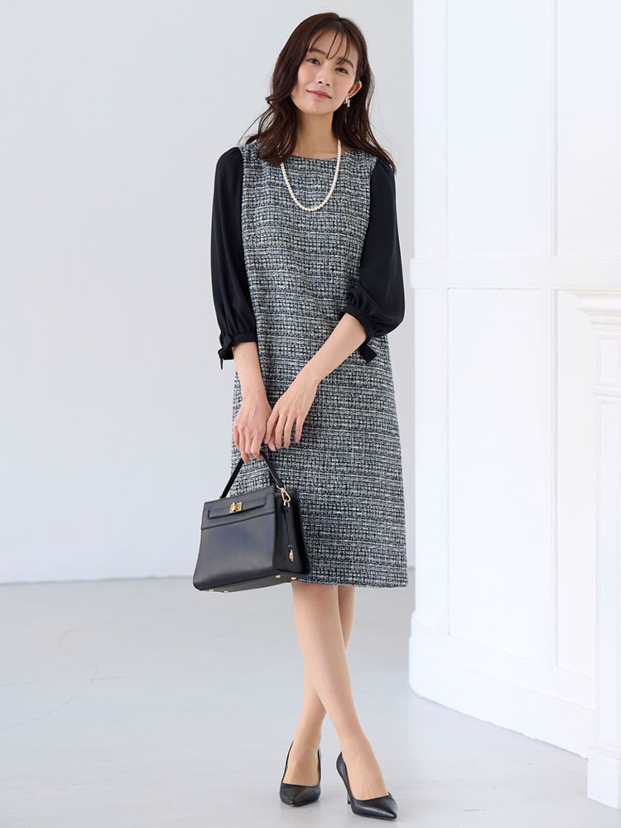 組曲 セレモニー ジャージーコンビプリーツ ワンピース 2025 Ceremony