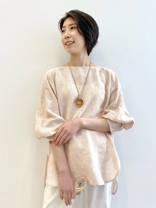 【限定カラーあり】LIBECO バックボタン ブラウス