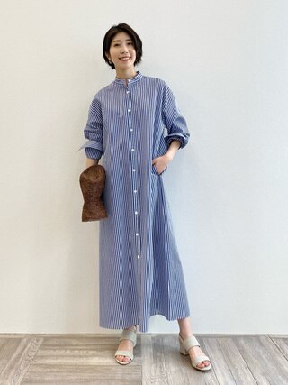 【マガジン掲載】シルクコットンストライプ ワンピース(番号2M26)