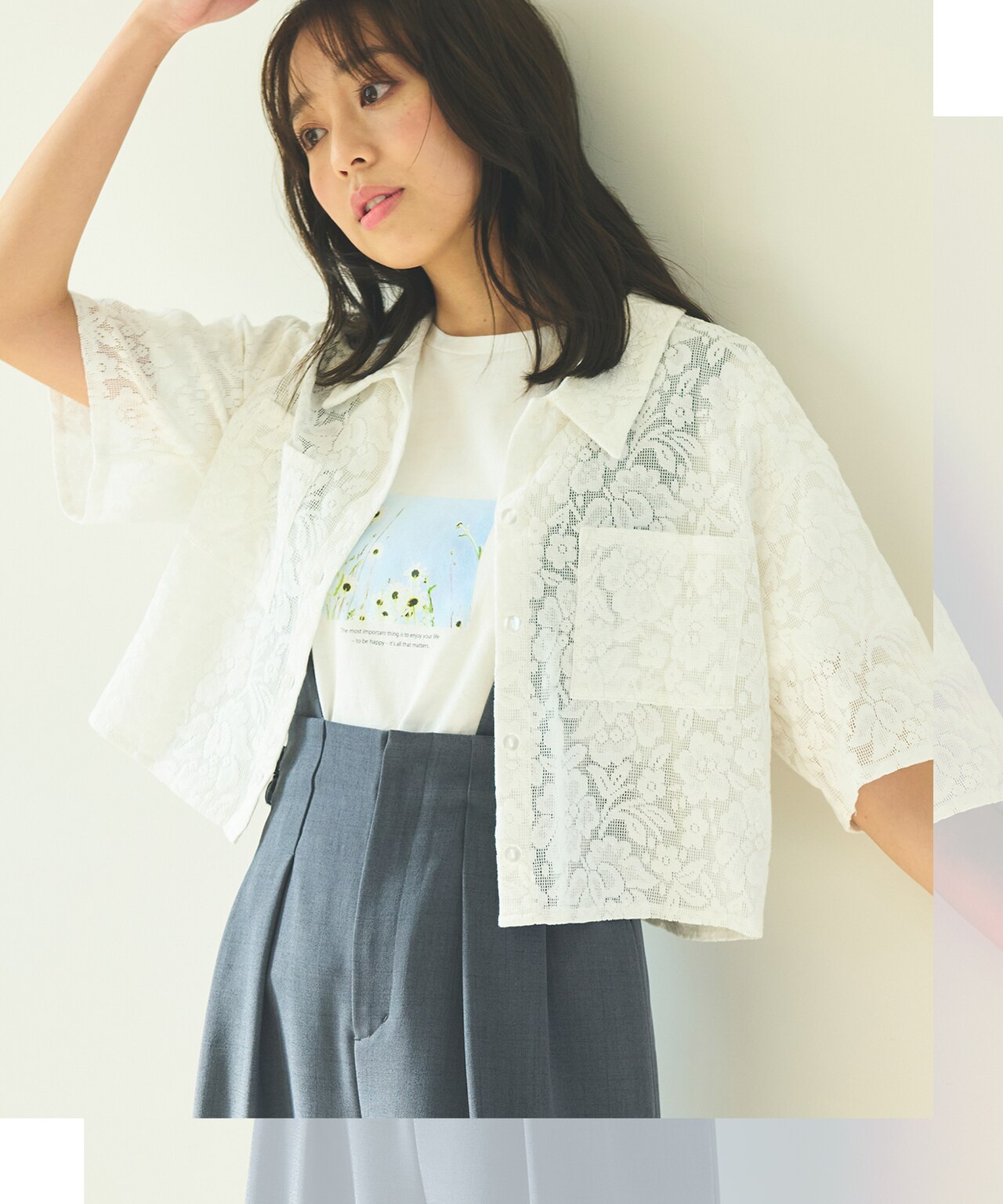 フラワーレース シャツ