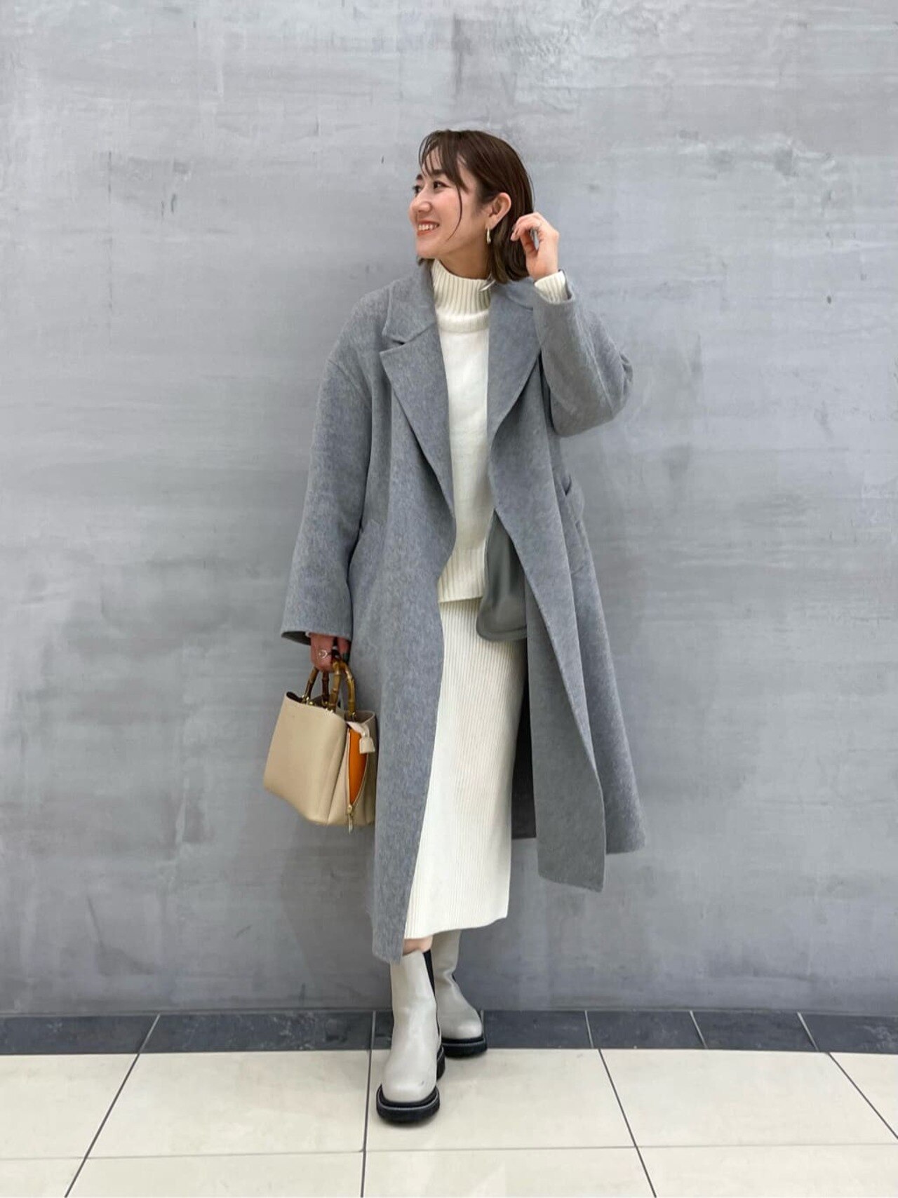 ウールカシミヤブレンドバルキー ニット スカート