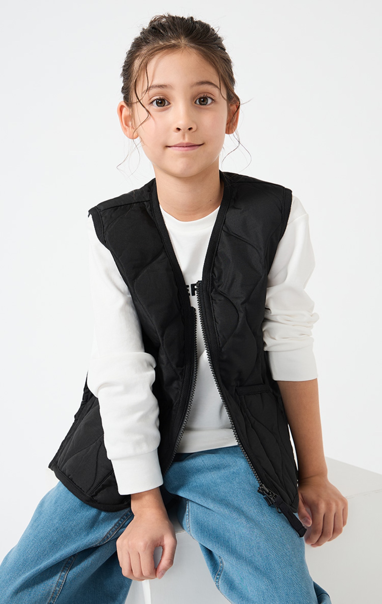 ミリタリーZIP Vネック ダウンベスト