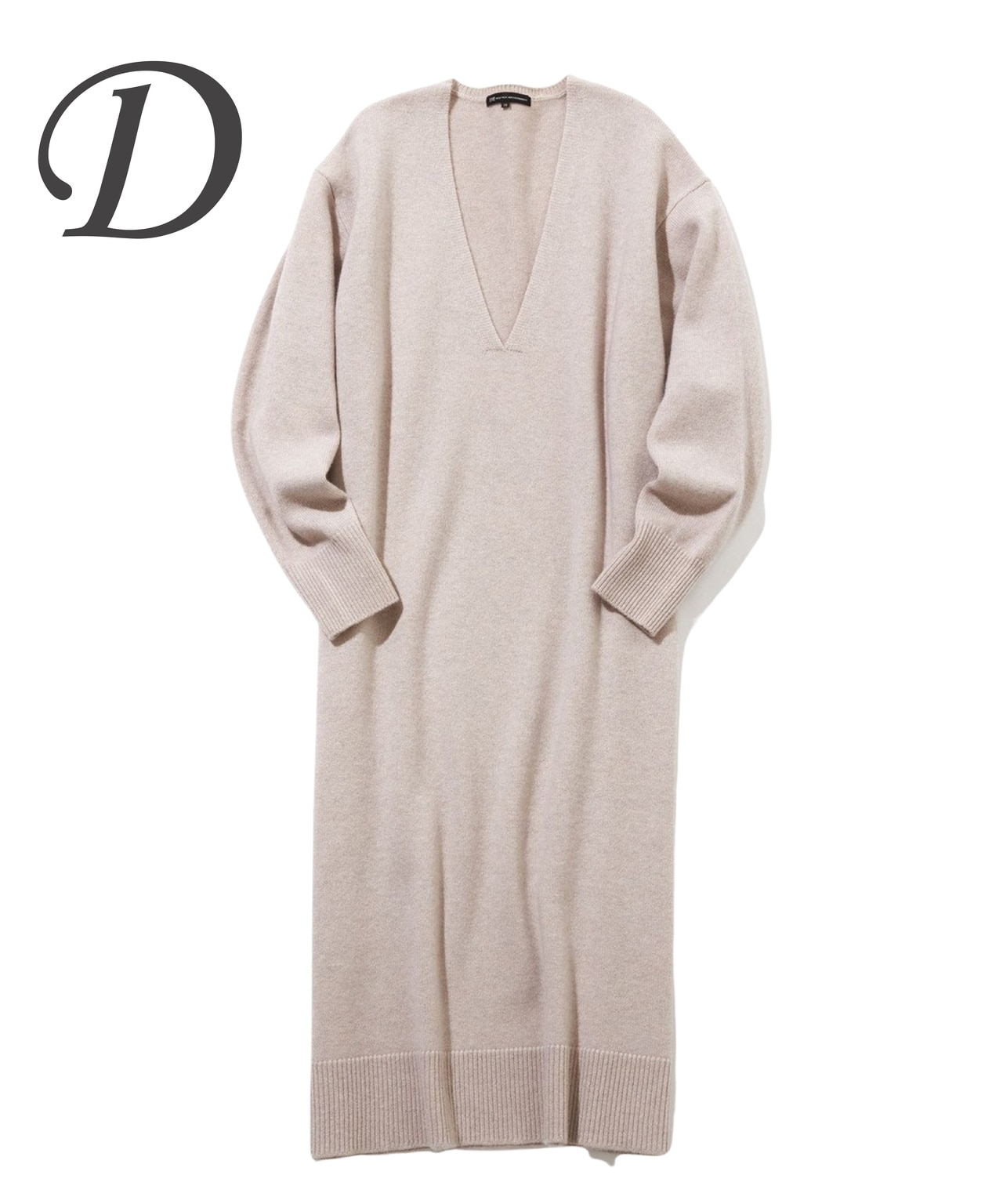 【マガジン掲載/WEB限定】ウールカシミヤブレンドバルキー Vネック ワンピース(番号2L37)