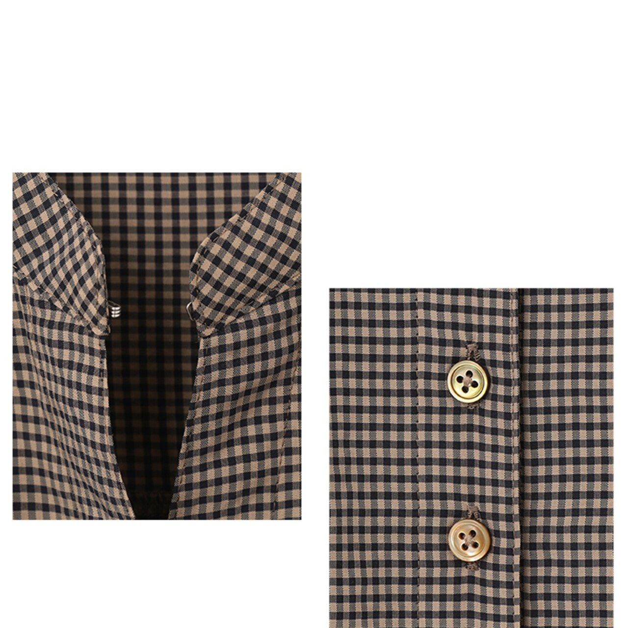 ギンガムチェック スタンドカラーブラウス