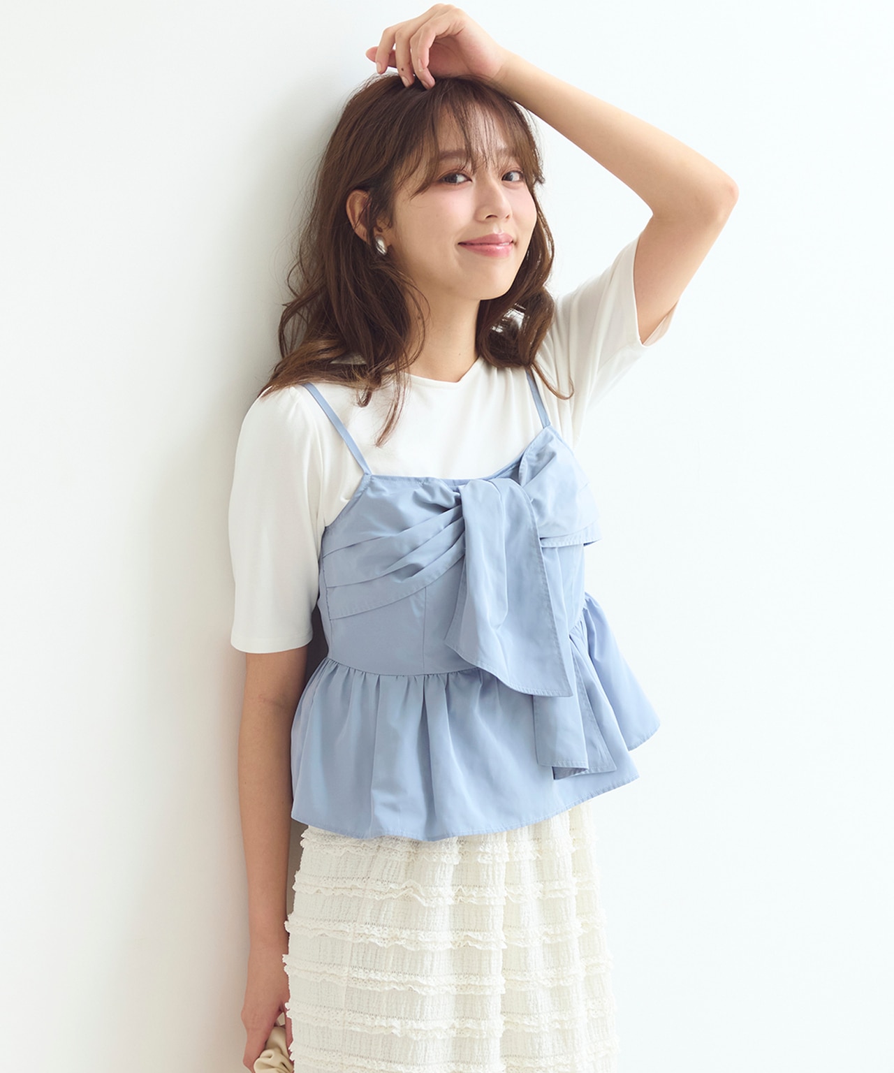 【セットアップ対応】リボンタフタ ビスチェ カットソー