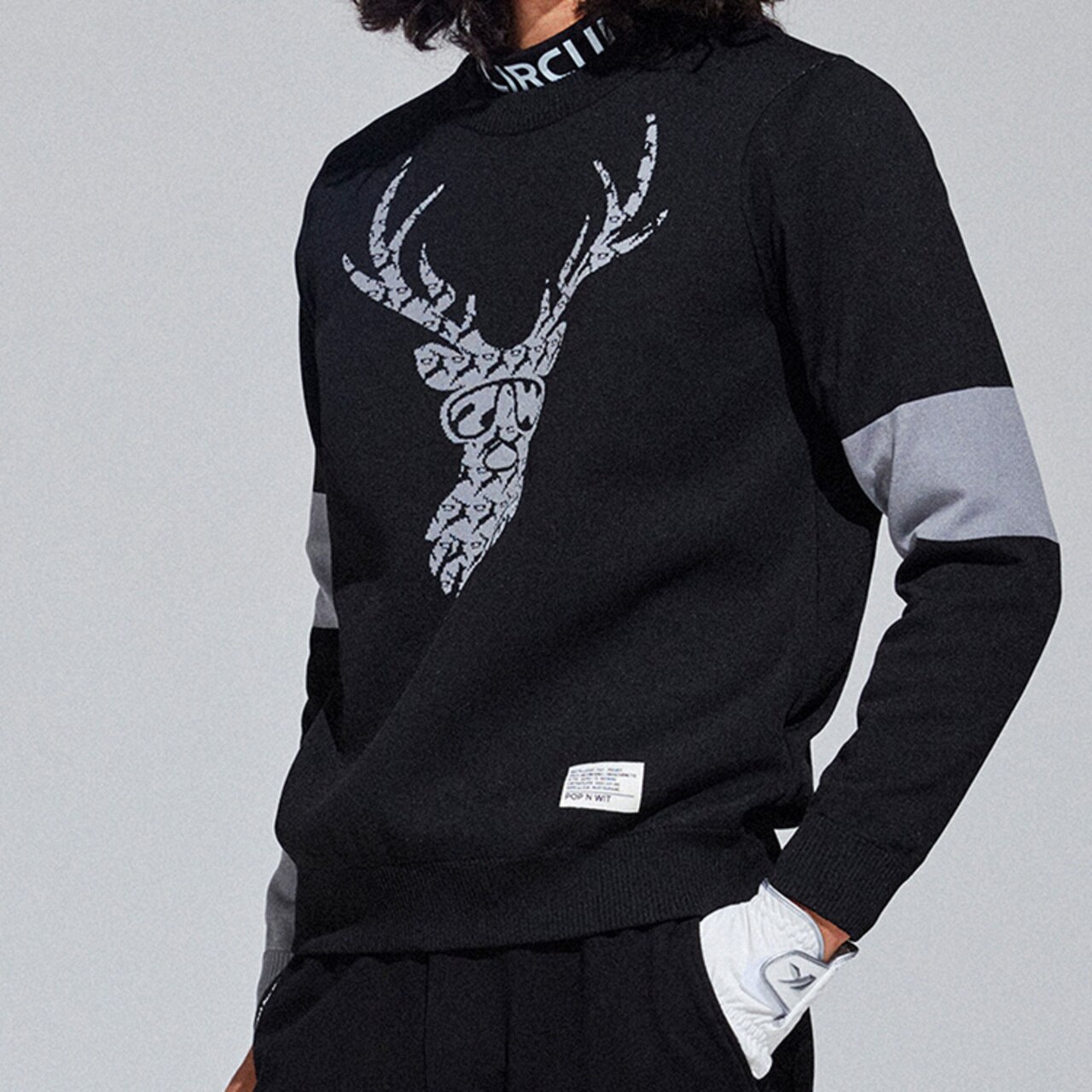 ニット,セーター,ゴルフウェア,メンズ,冬,PW,おしゃれ,軽量,ゴルフニット,ブラック