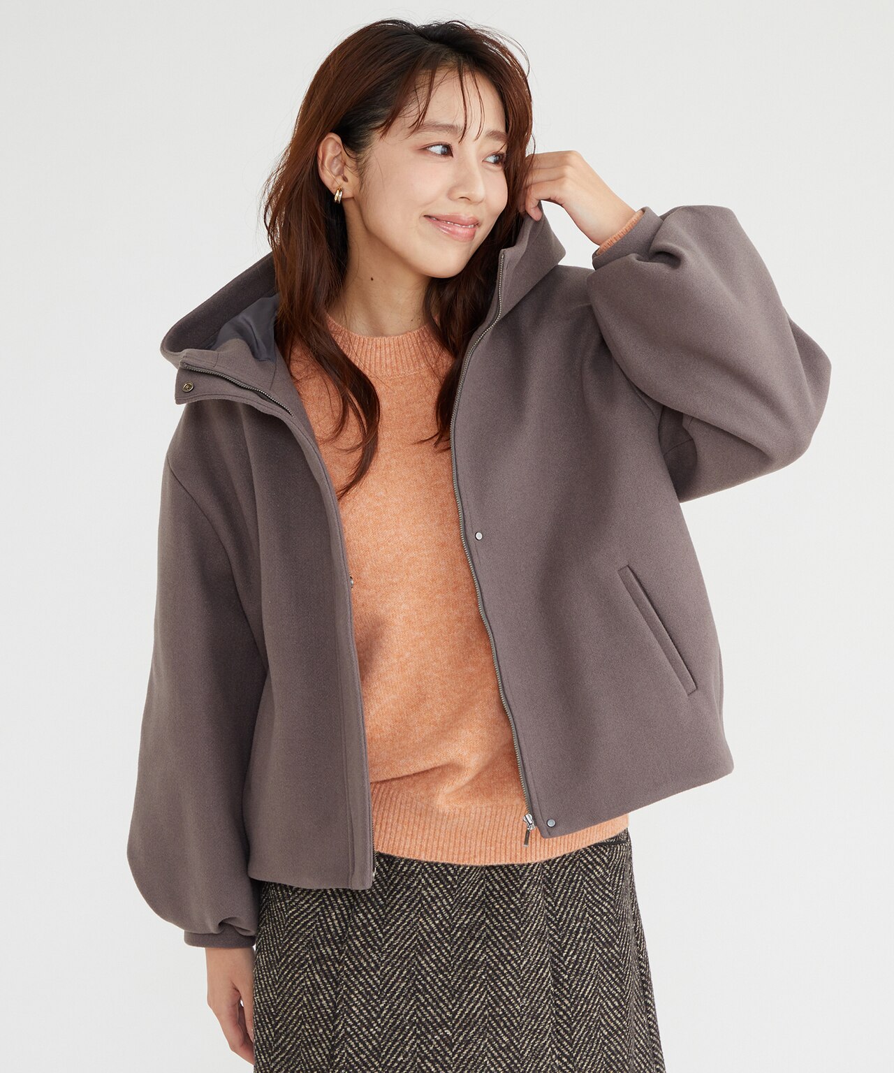 【古畑星夏さん着用】パフスリーブフード アウター