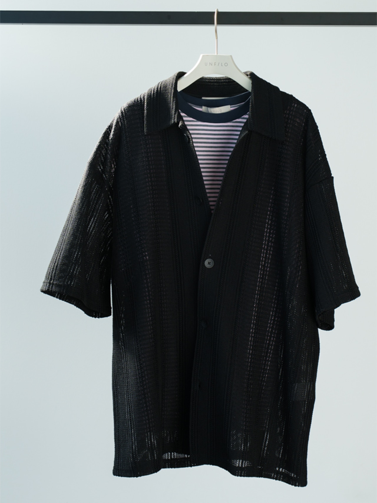 ニットシャツのコーデ