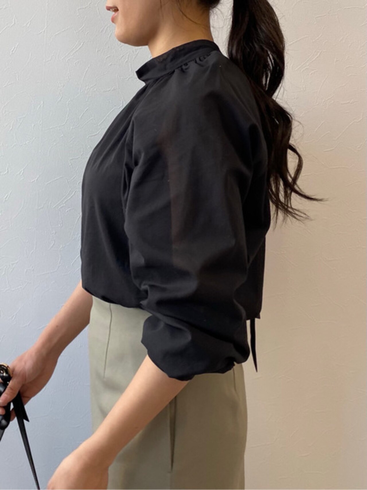 ドライコットンボイル ボウタイ ブラウス