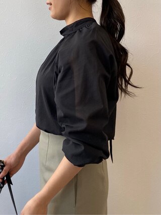ドライコットンボイル ボウタイ ブラウス