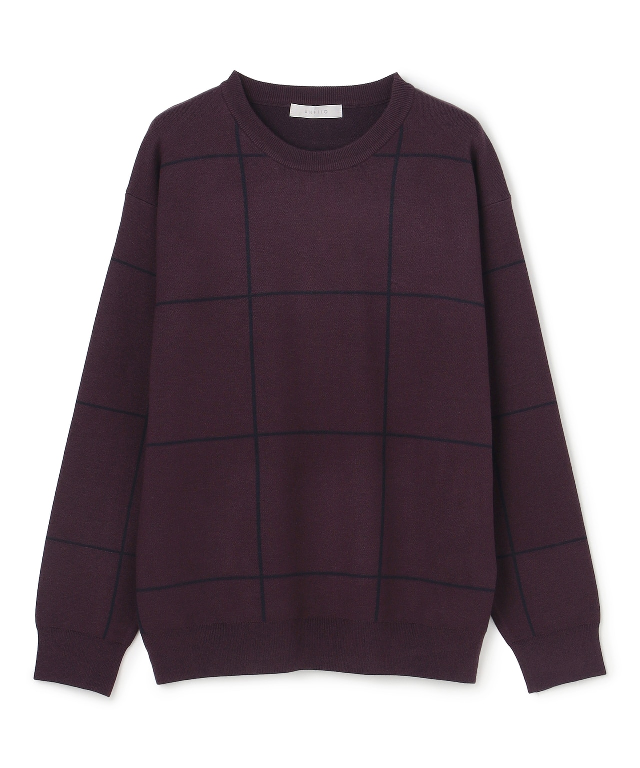 スムースシルキーニット 柄 ウインドペン ボルドー×ネイビー(315)