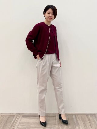 【WEB限定カラー有】コットンパールニット クルーネック カーディガン