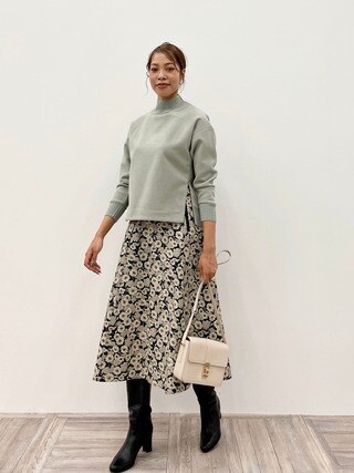 【洗える】ニードルパンチ ハイネック スウェット