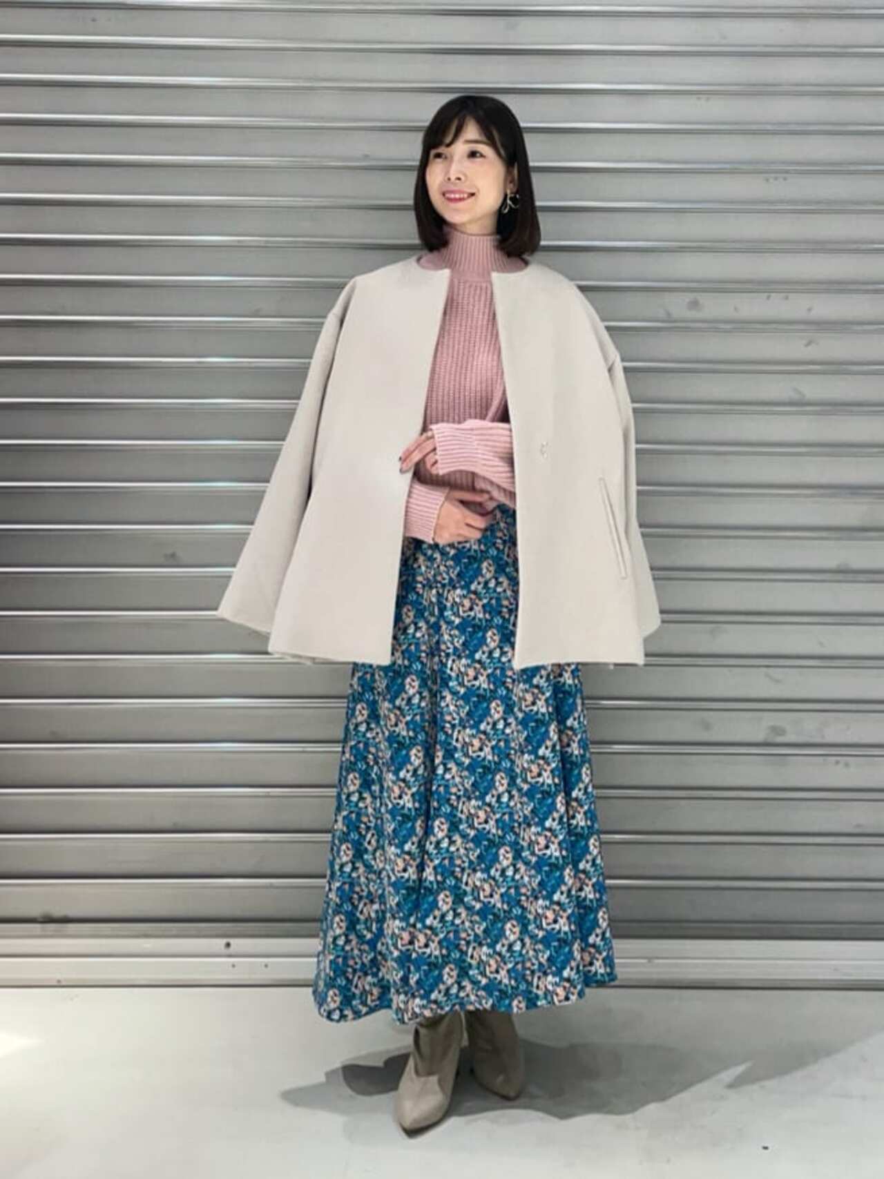 【撥水】プリント サテン スカート