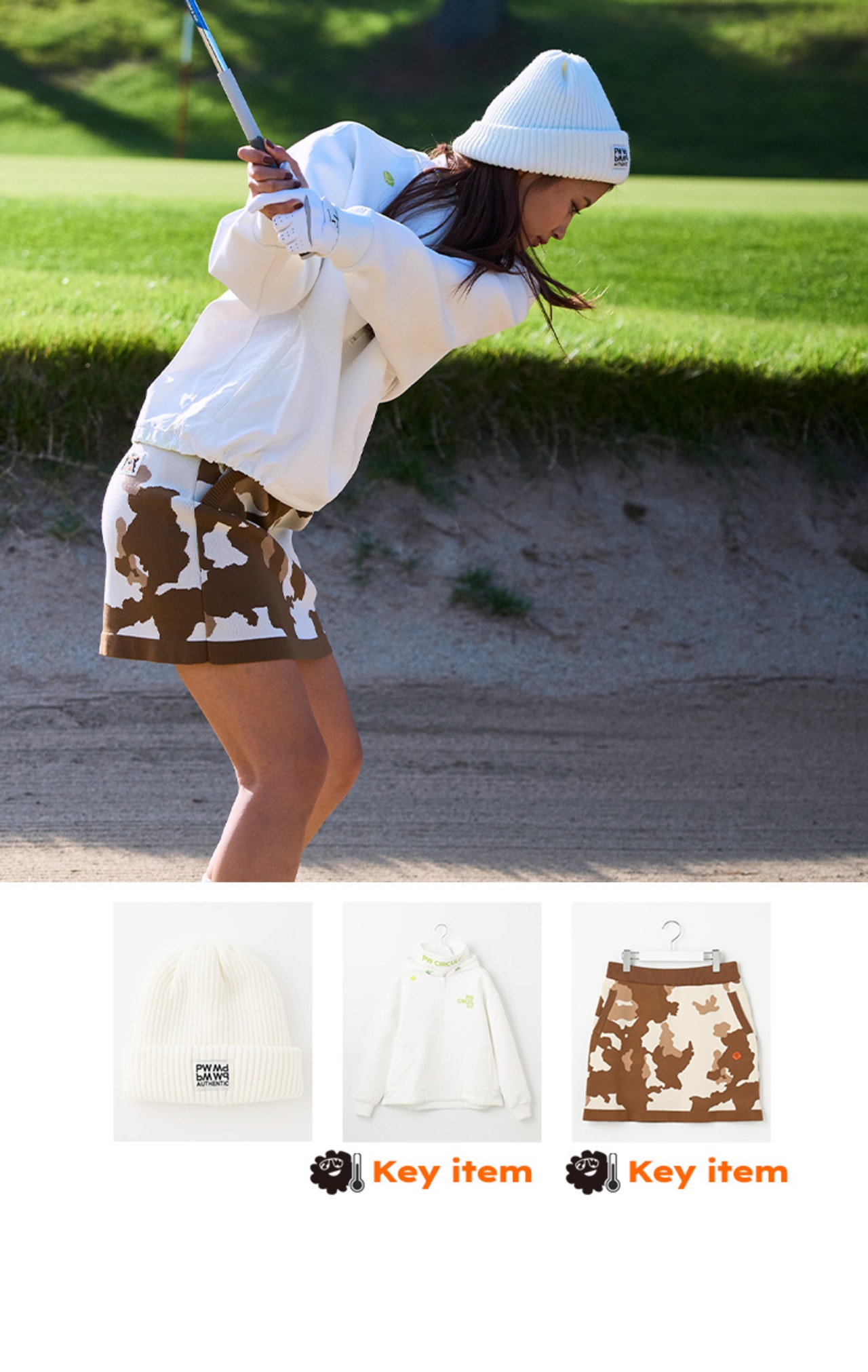 PWCIRCULUS,ゴルフウエア,気温別コーディネートの画像, 今の着こなし20℃~15℃コーデ3,レディースコーディネート,バンカーショット画像
