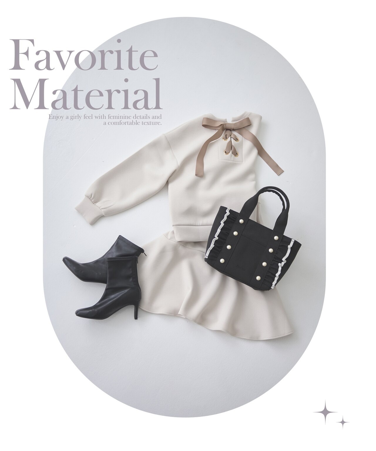 バイカラーパールフリル トート