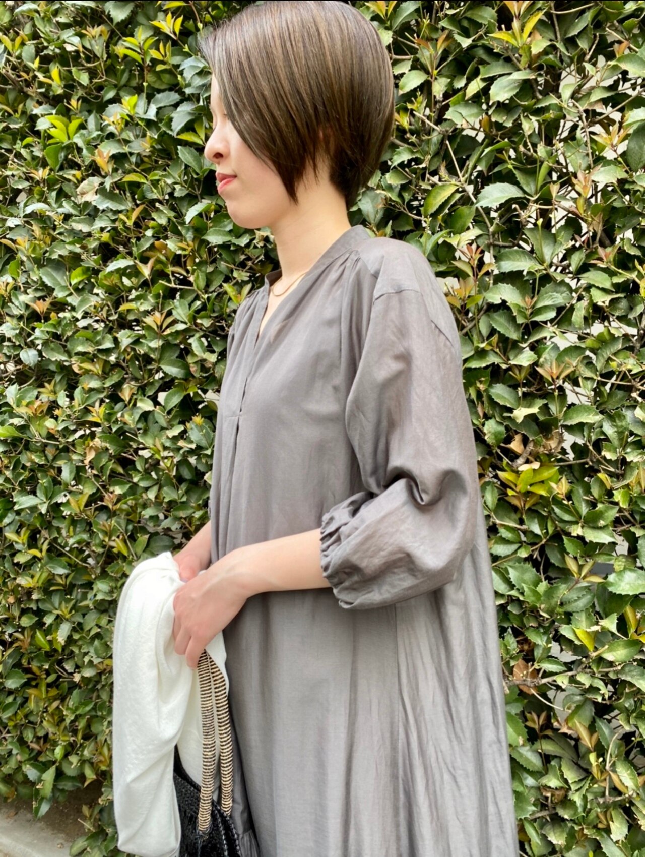 コットンシルク ロング フレア ワンピース